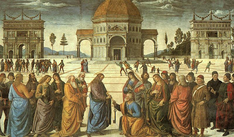 Pietro Perugino Christ Delivering the Keys to St.Peter Norge oil painting art